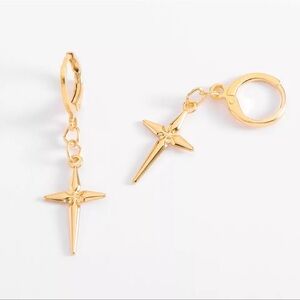 Women's 18K Gold Plated Elegant Earrings Delicate hanging star-shape Cross